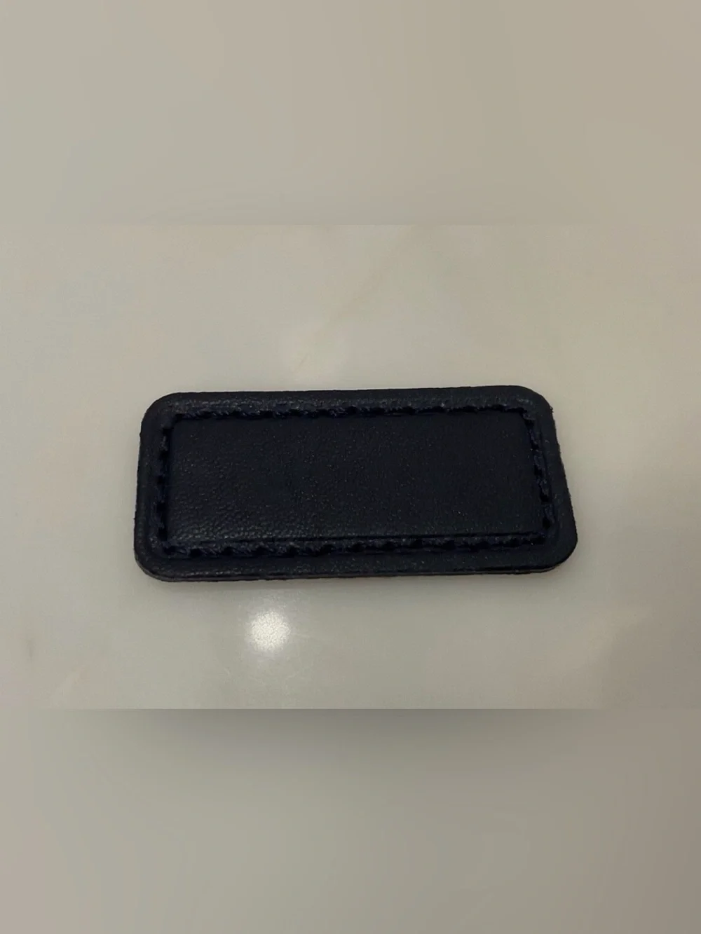 NEW Tumi Extra Small 2” x 15/16” Leather Monogram Patch - DARK NAVY BLUE color